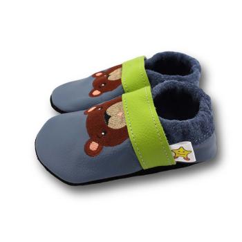 Lederpuschen Bär in taubenblau